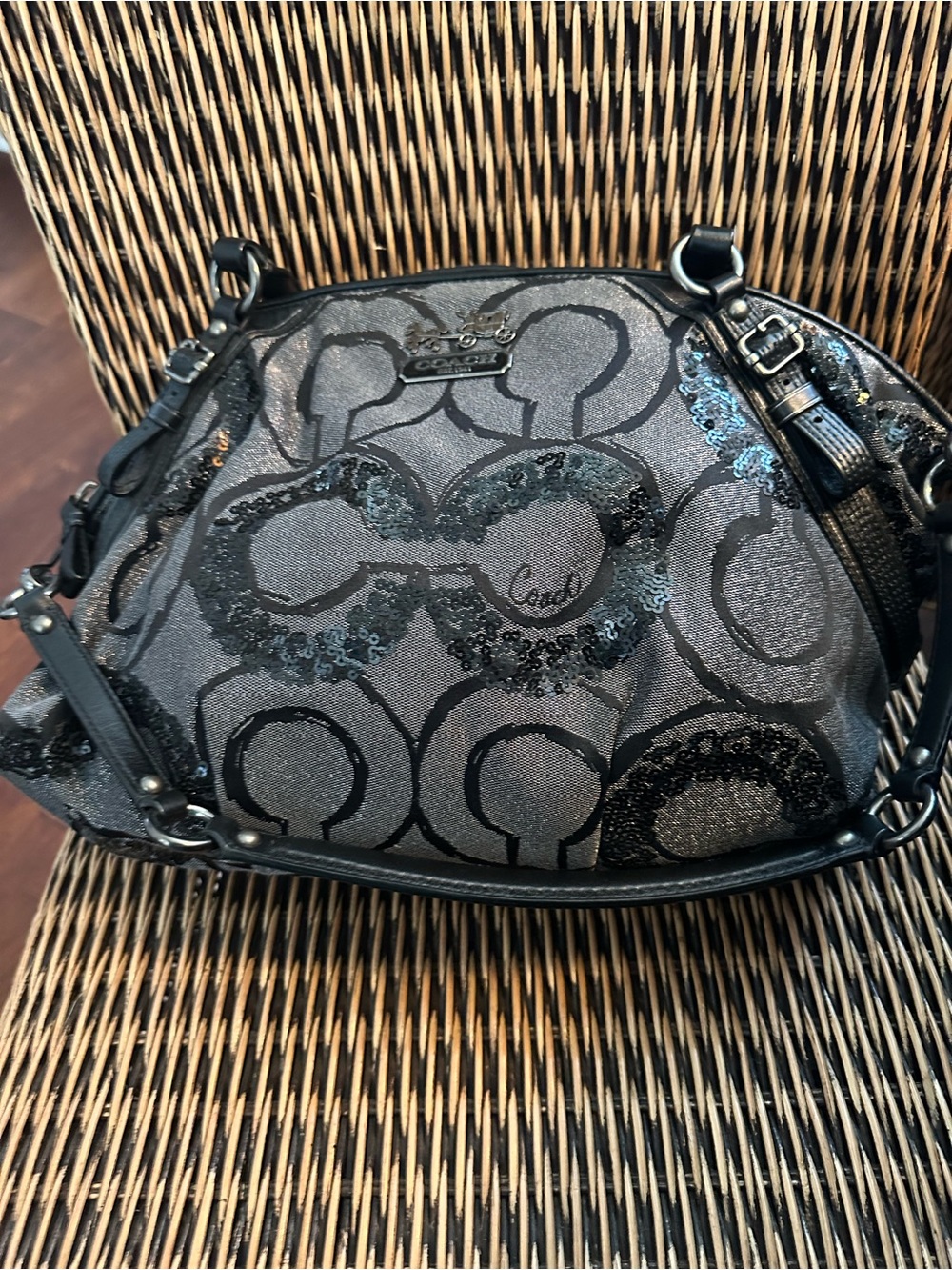 Coach Madison Sophia Satchel Signature Sequin Bag With Crossbody Strap Oct. 2010
